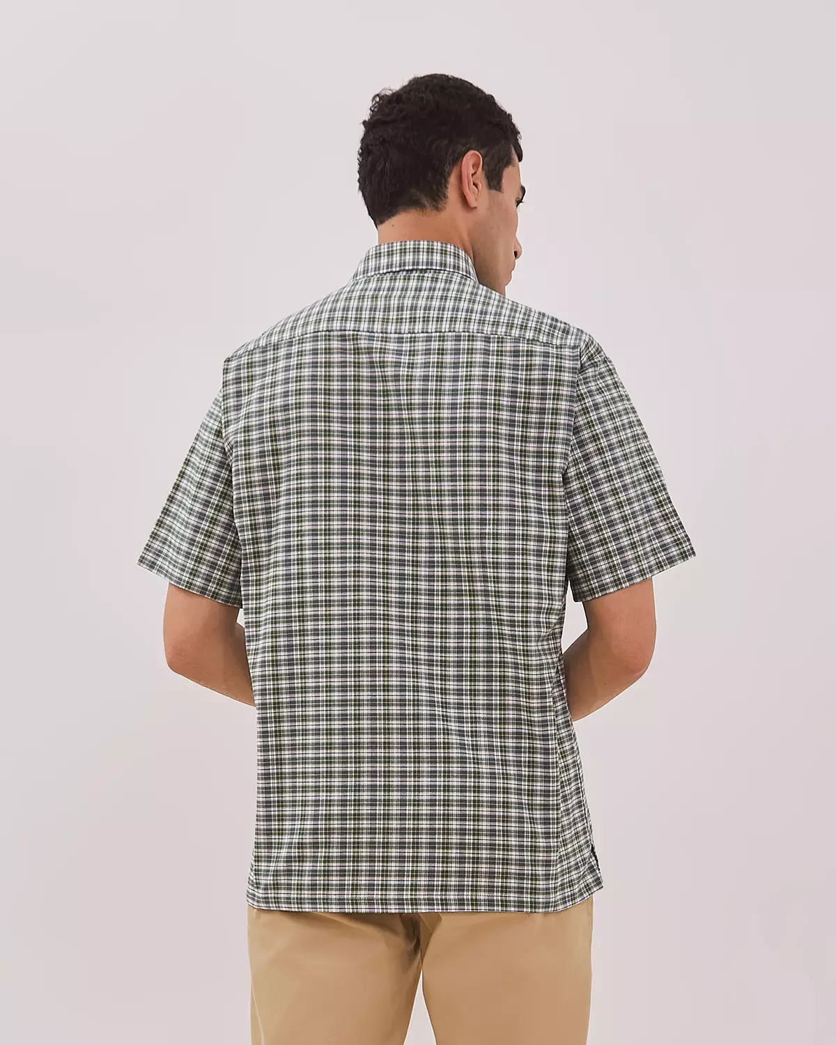 MEN'S GREEN PLAID SHORT SLEEVE SHIRT