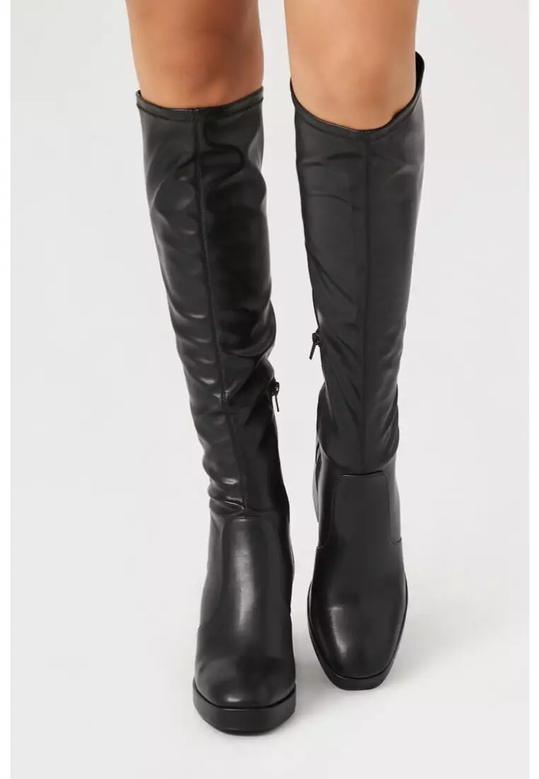 Buy FOREVER 21 Knee High Faux Leather Boots 2024 Online ZALORA