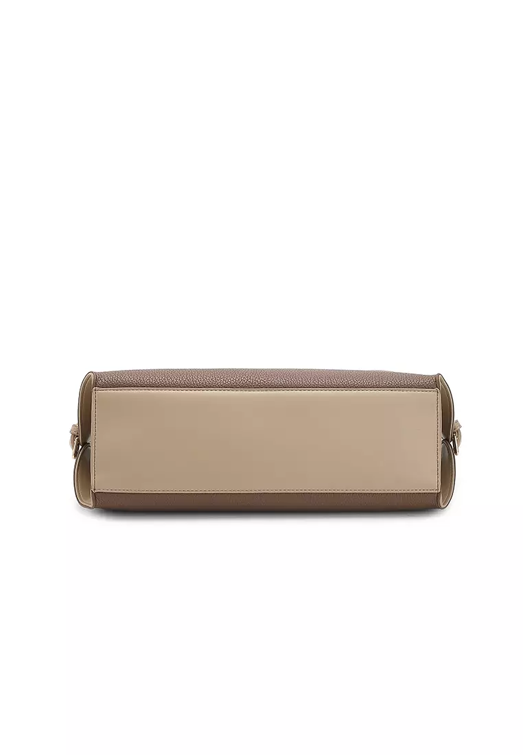 Women's Top Handle Bag / Sling Bag / Crossbody Bag / Shoulder Bag - Dark Brown / Apricot