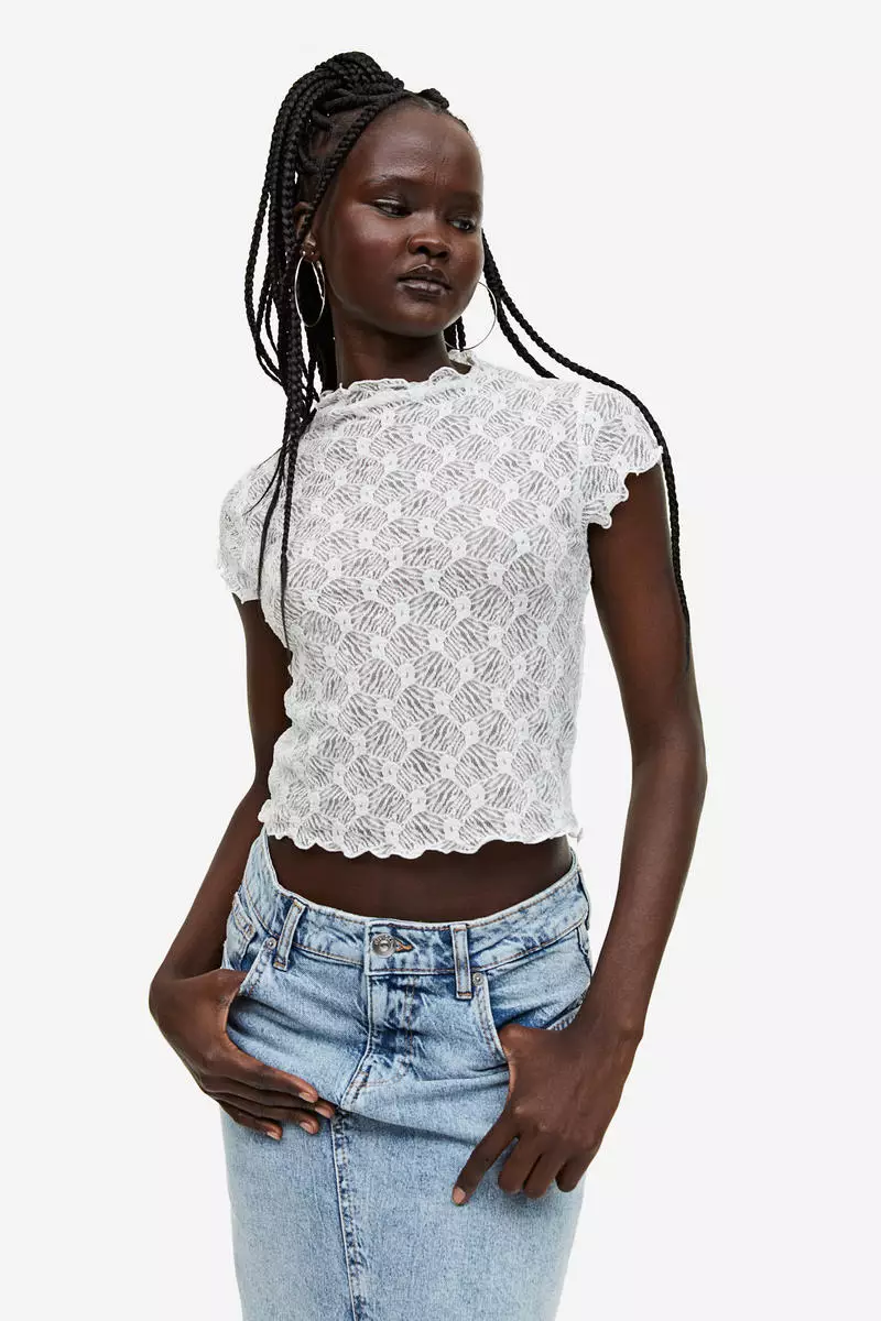 Buy White Lace Crop Top online