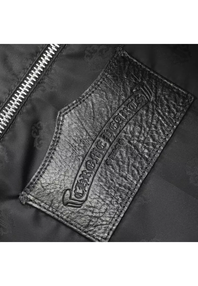 Pre-Loved Chrome Hearts HORSESHOE BEACH BAG Shoulder bag tote bag fabric leather beige black