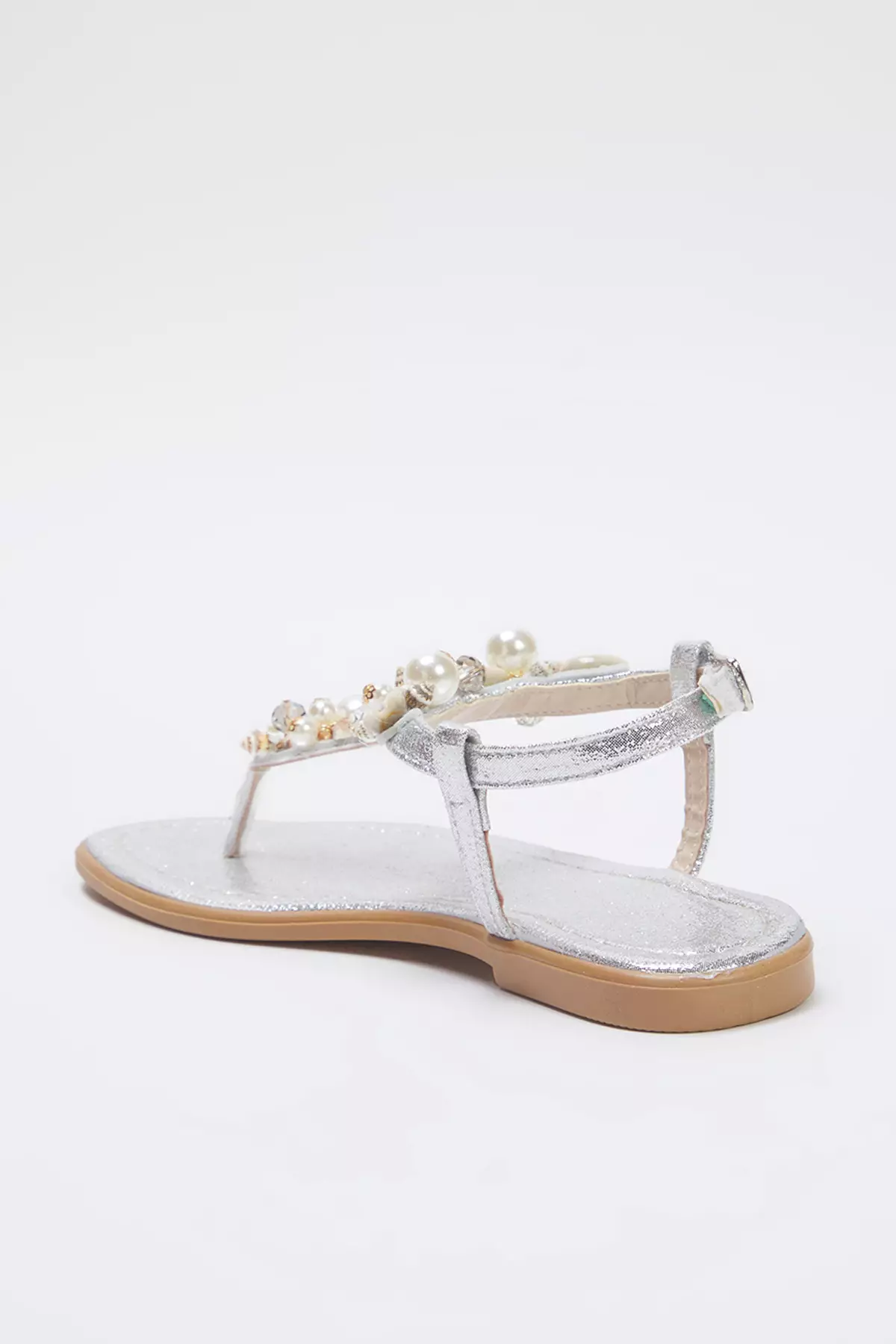 Silver Sea Shell Stone Flip Flops Women Stylish Sandals Takss25Sd00007
