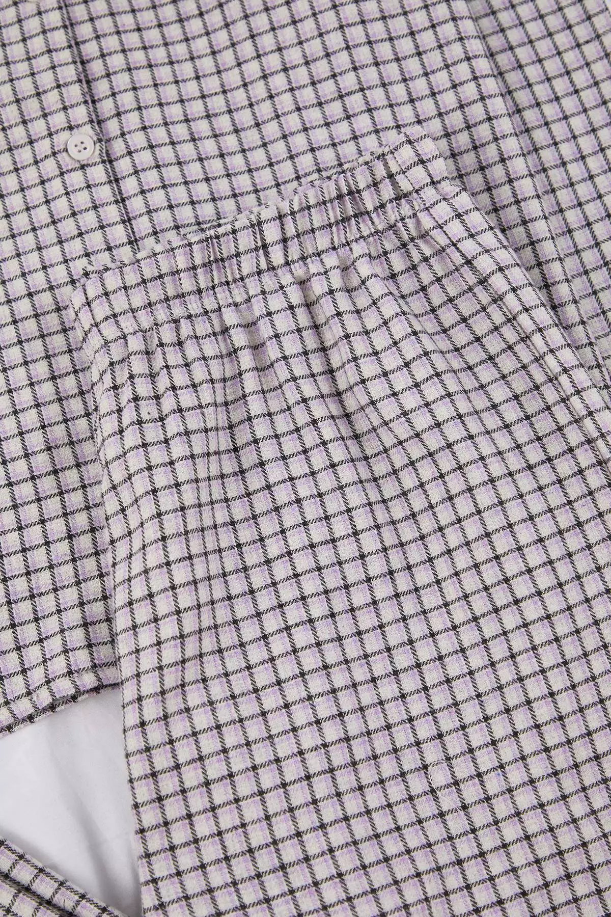 Lilac-Multicolored Cotton Thick/Winter Plaid Flannel Woven Pajama Set Thmaw26Pt196