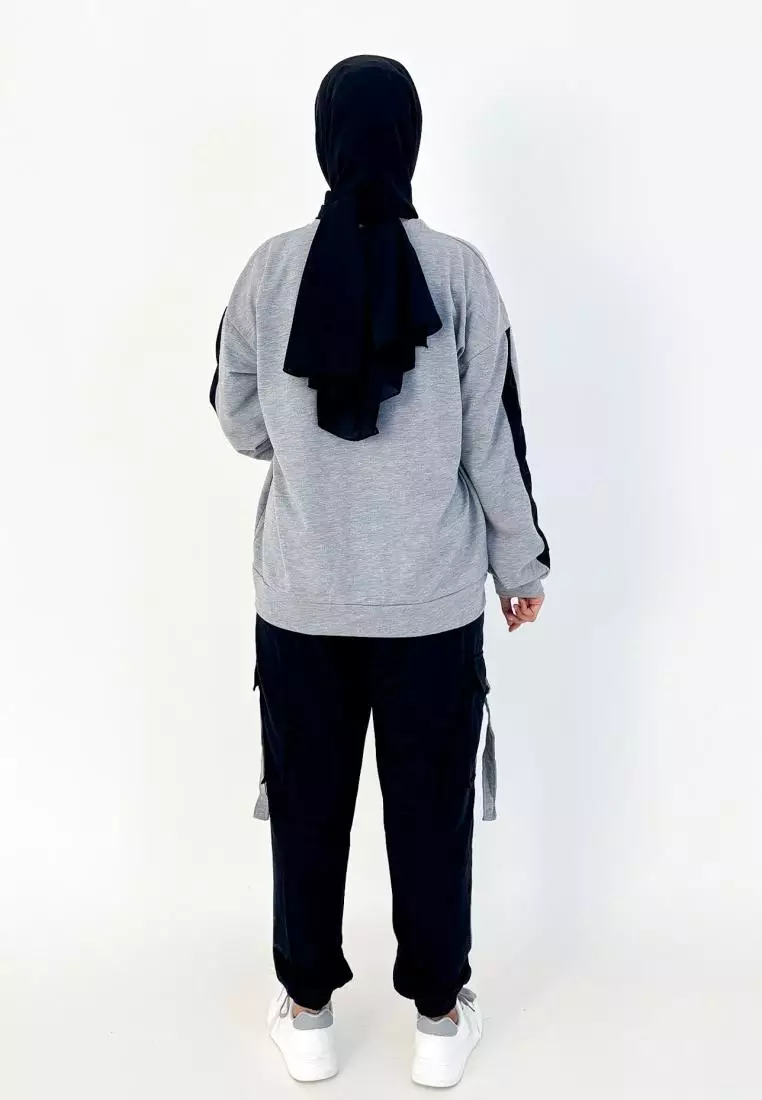 Afina Sporty Set [Grey -Black] Setelan Training Olahraga