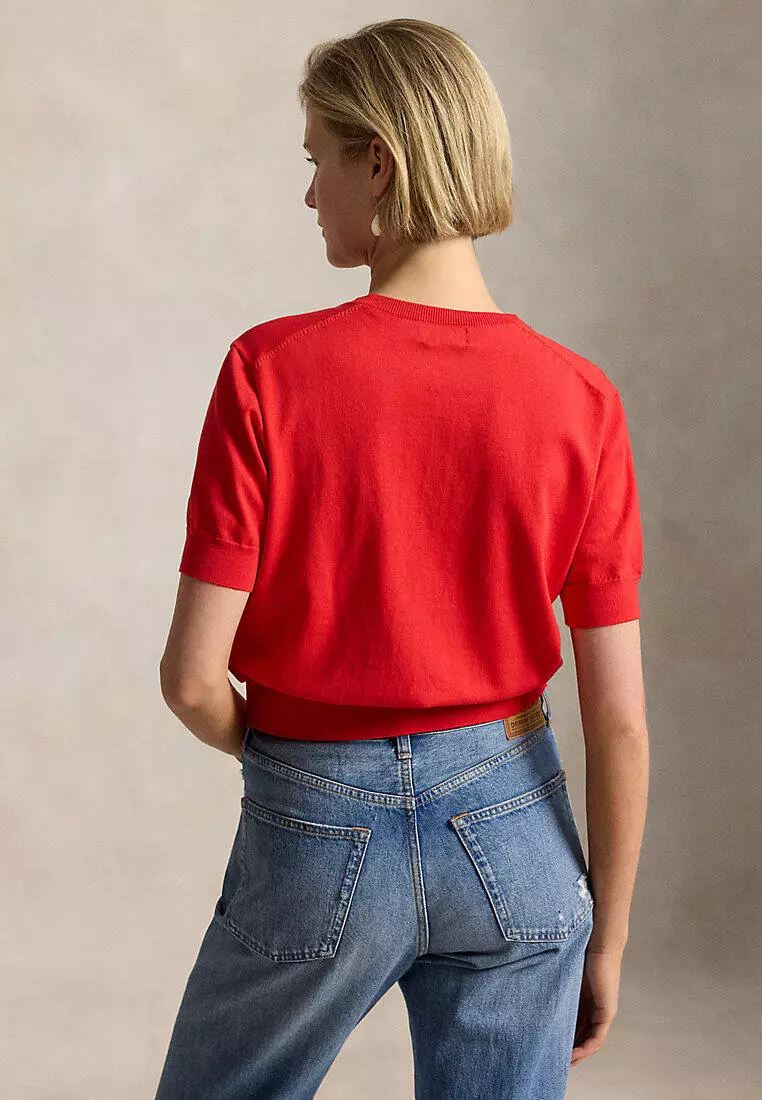 Cotton-Blend Short-Sleeve Cardigan