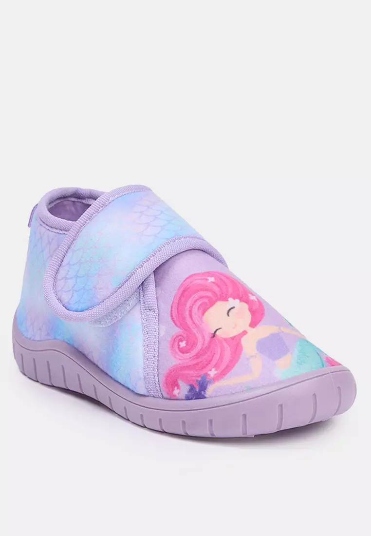 Lilac Little Girl's Mermaid Printed Kids Slippers Takaw26Er00001