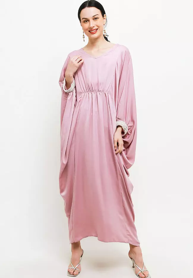 Beaded Cuff Sateen Kaftan