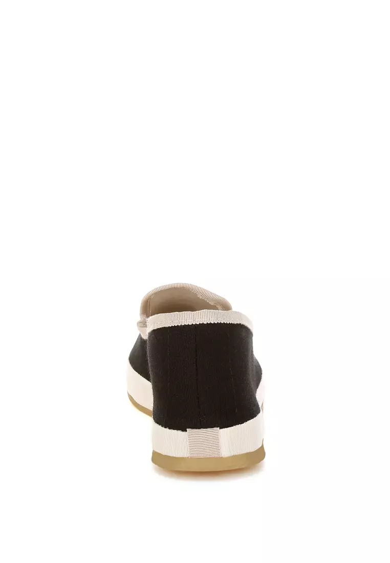 Buy London Rag Round Toe Canvas Loafers In Black Online | ZALORA Malaysia