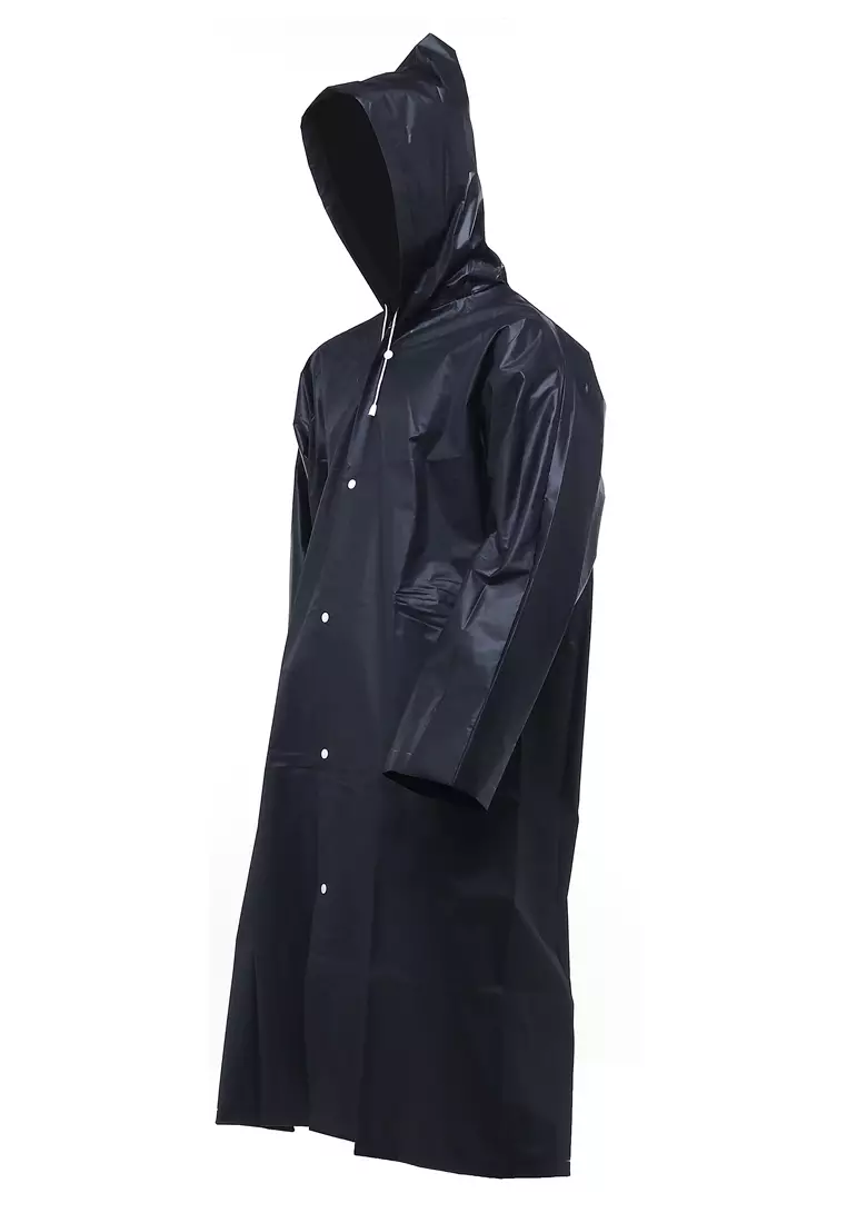 Pemp Jas Hujan Pria Wanita Portable Raincoat Poncho with Hood Material EVA ORIGINAL - Black