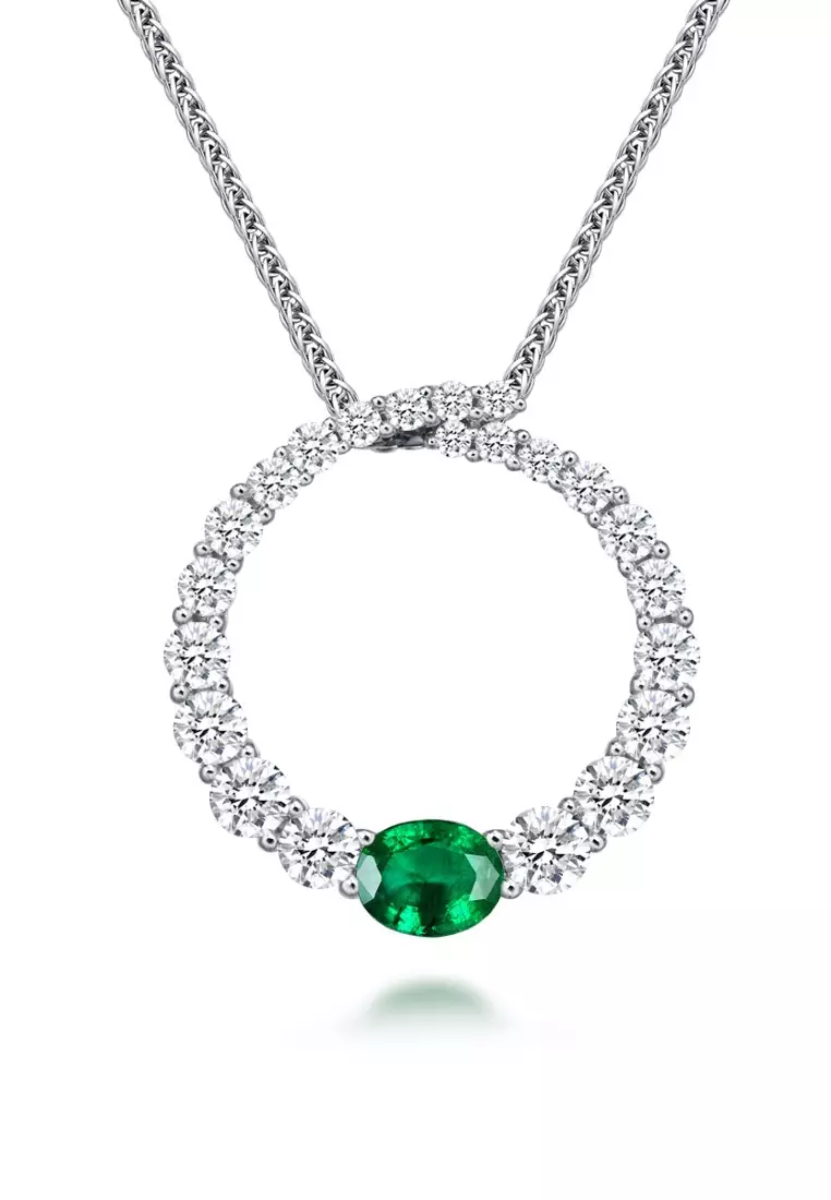 Prince Jewellery And Watch 18K White Gold Emerald And Diamond