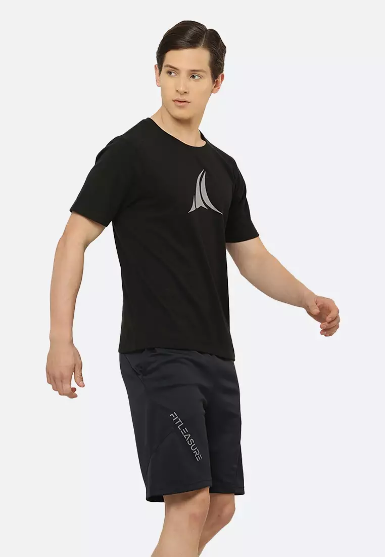 Men's Round Neck Black Training Cotton Tee
