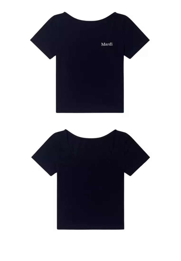 【Mardi Mercredi】TSHIRT SCOOP BACK Jual Mardi Mercredi TShirt Scoop Back - Black Cream Original