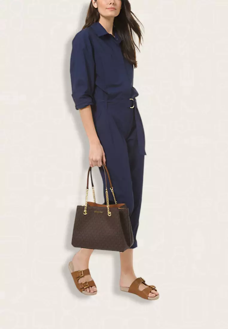 Michael Kors Teagan Large Logo Shoulder Bag Brown