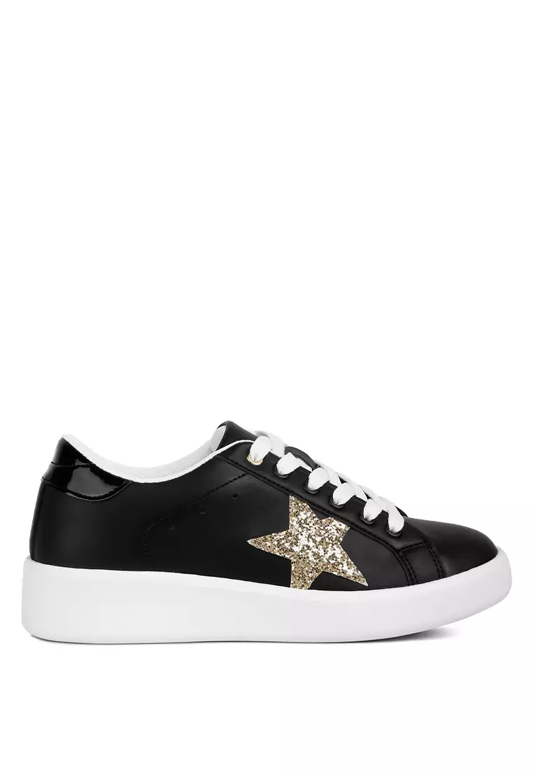 Discount on London Rag  shoes - SKU: White Glitter Star Detail Sneakers