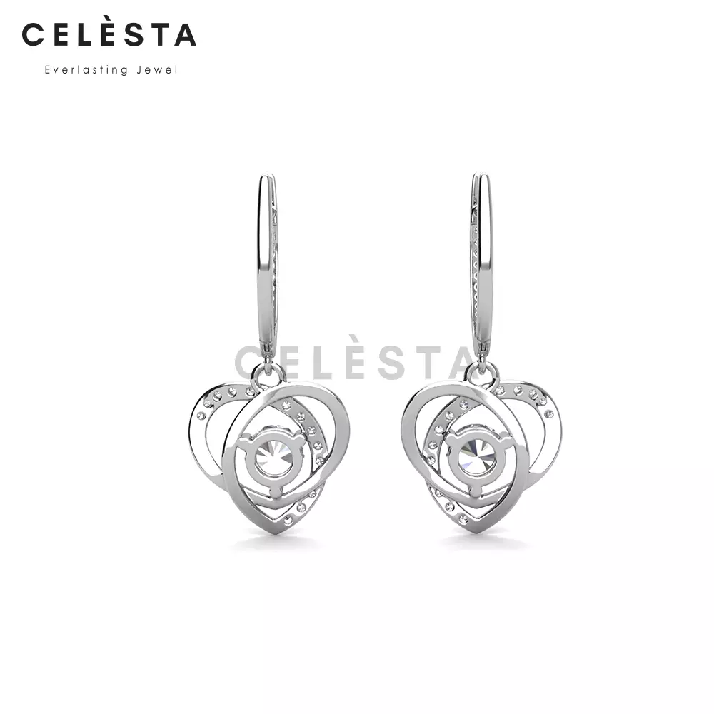 Berlian Moissanite Cercle Amour Earring [GRA CERTIFICATE MOISSANITE DIAMOND] - Anting 0.3ct Moissanite Diamond with 925 Silver Celesta Moissanite