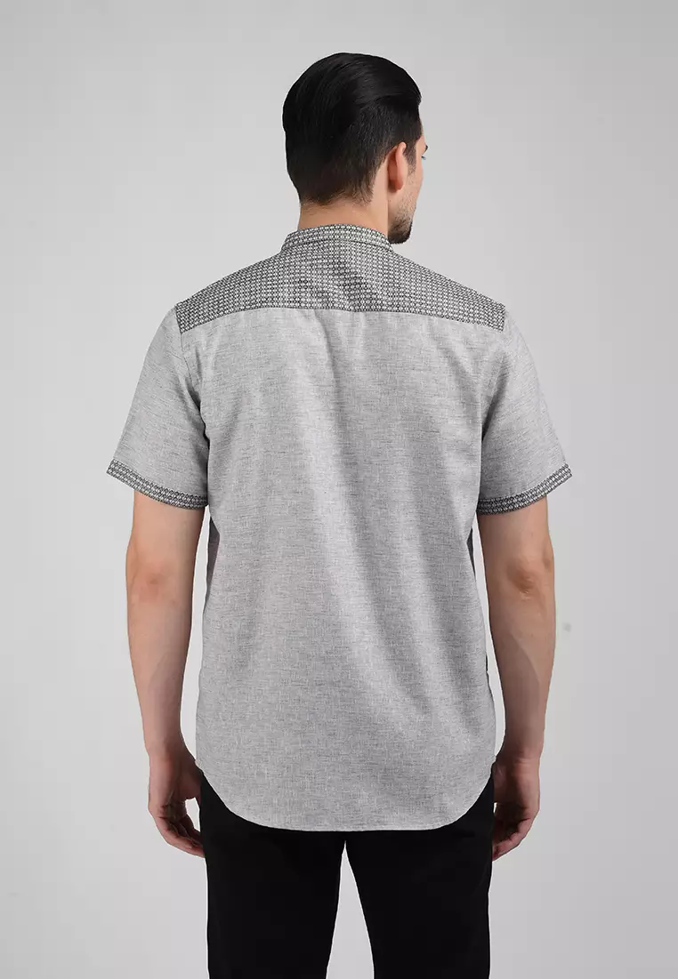 MOC Kemeja Koko Lengan Pendek Pria LUTHO-GREY