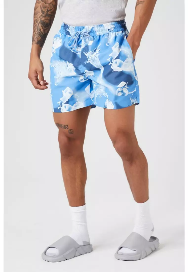 Buy FOREVER 21 Abstract Water Print Swim Trunks 2024 Online