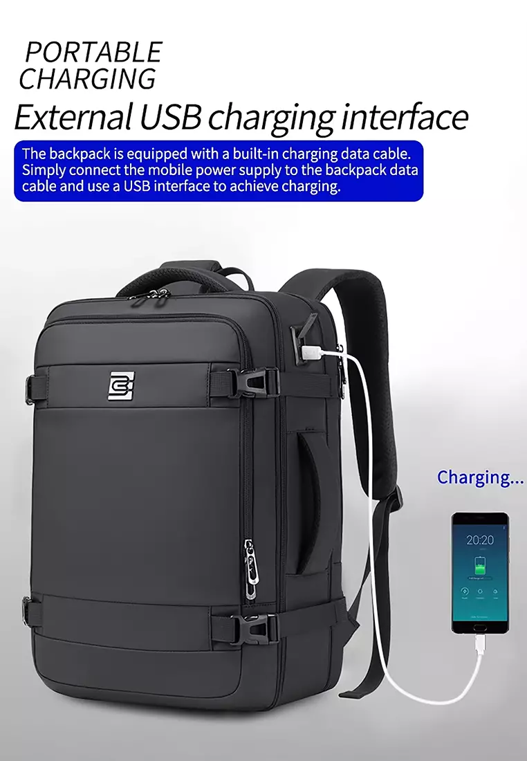 BRUNO CAVALLI Multifunctional EXPANDABLE 18" Travel Backpack with Laptop Compartment