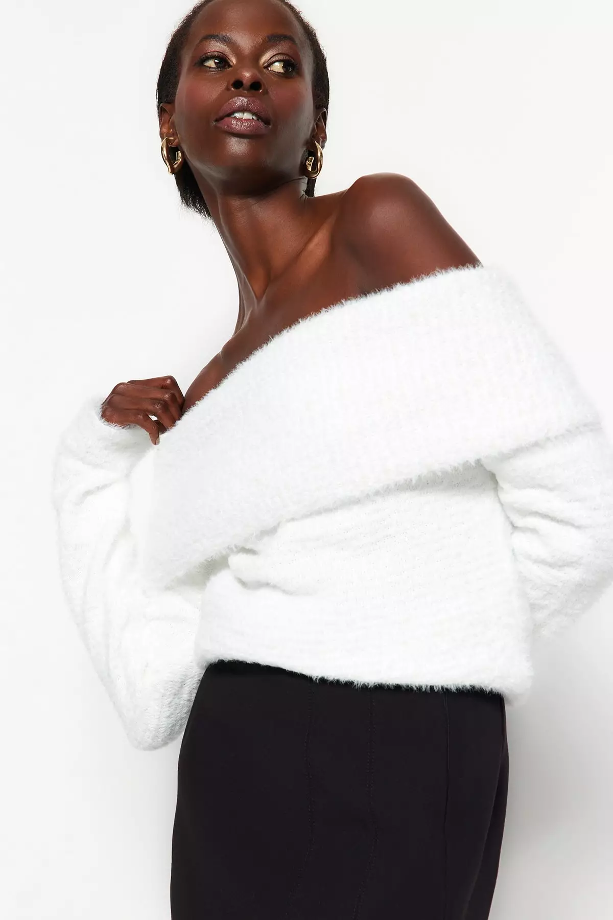 White sweater deals off shoulder