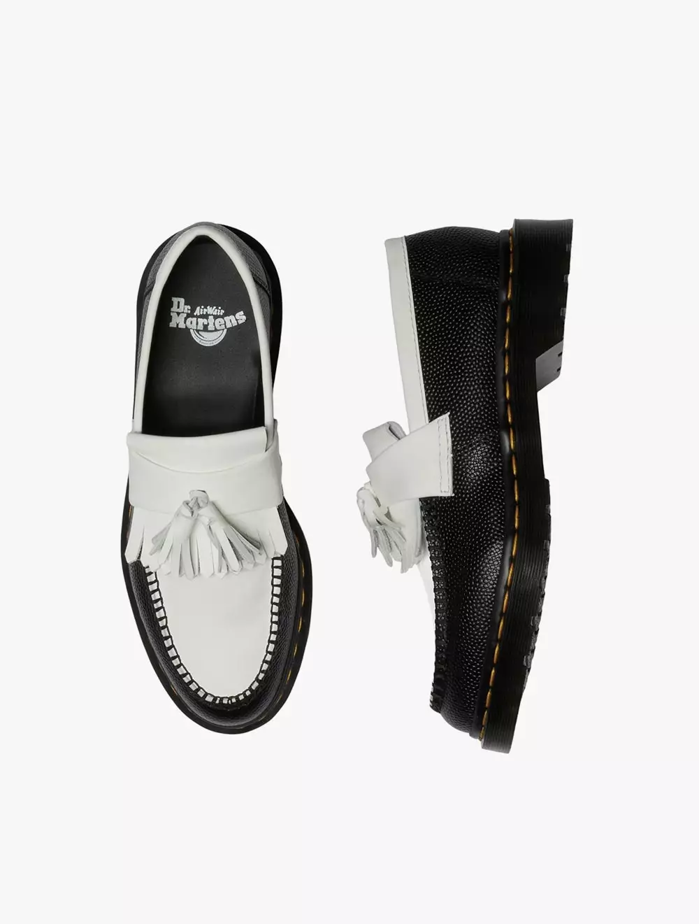 Dr. Martens Adrian BW Loafer Black+White Atlas Pebble Grain+Smooth
