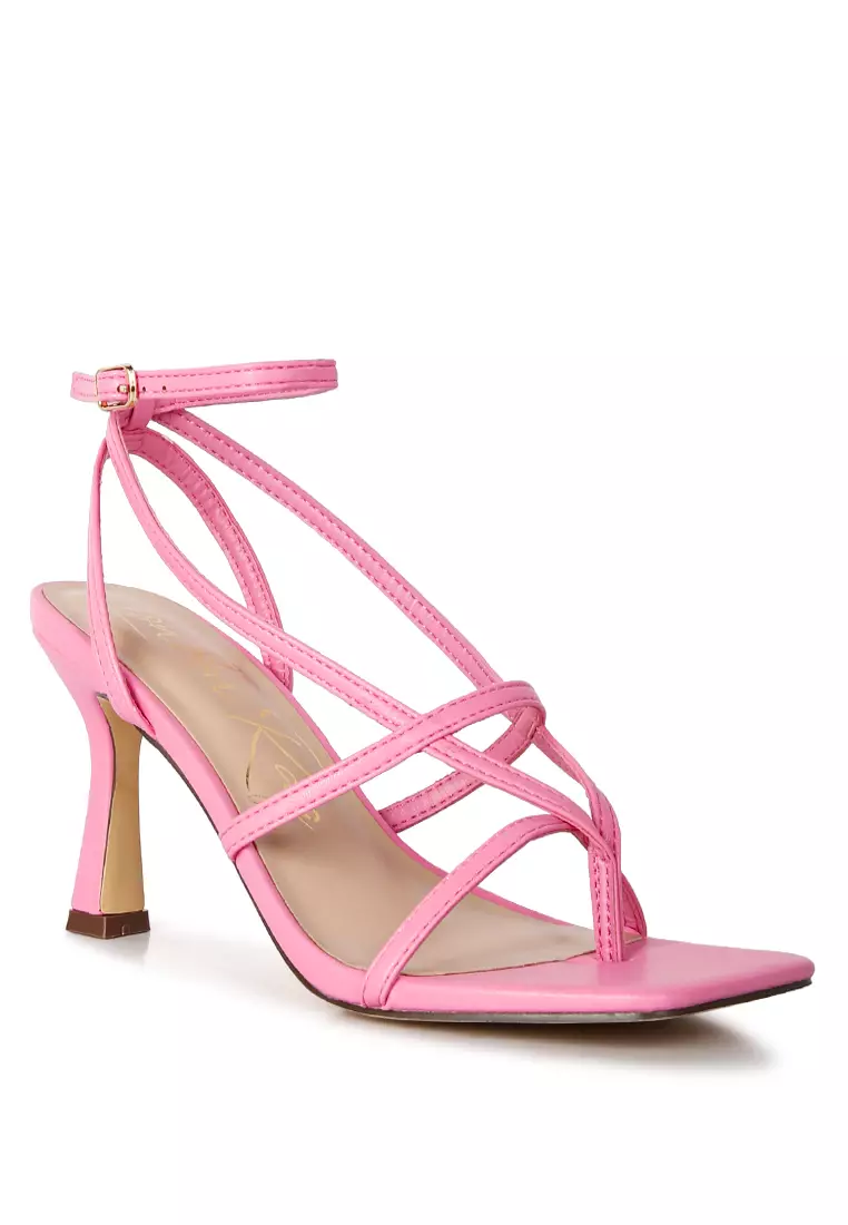 Pink strappy hotsell sandals mid heel