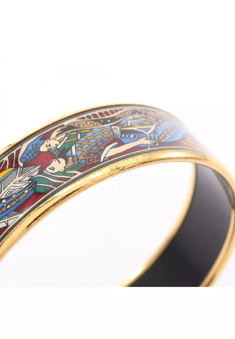 Pre-Loved Hermès Email GM bangle GP Cloisonne gold multicolor