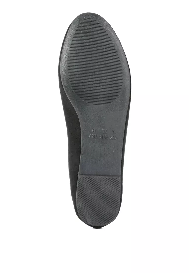 Black Microfiber Casual Ballerinas