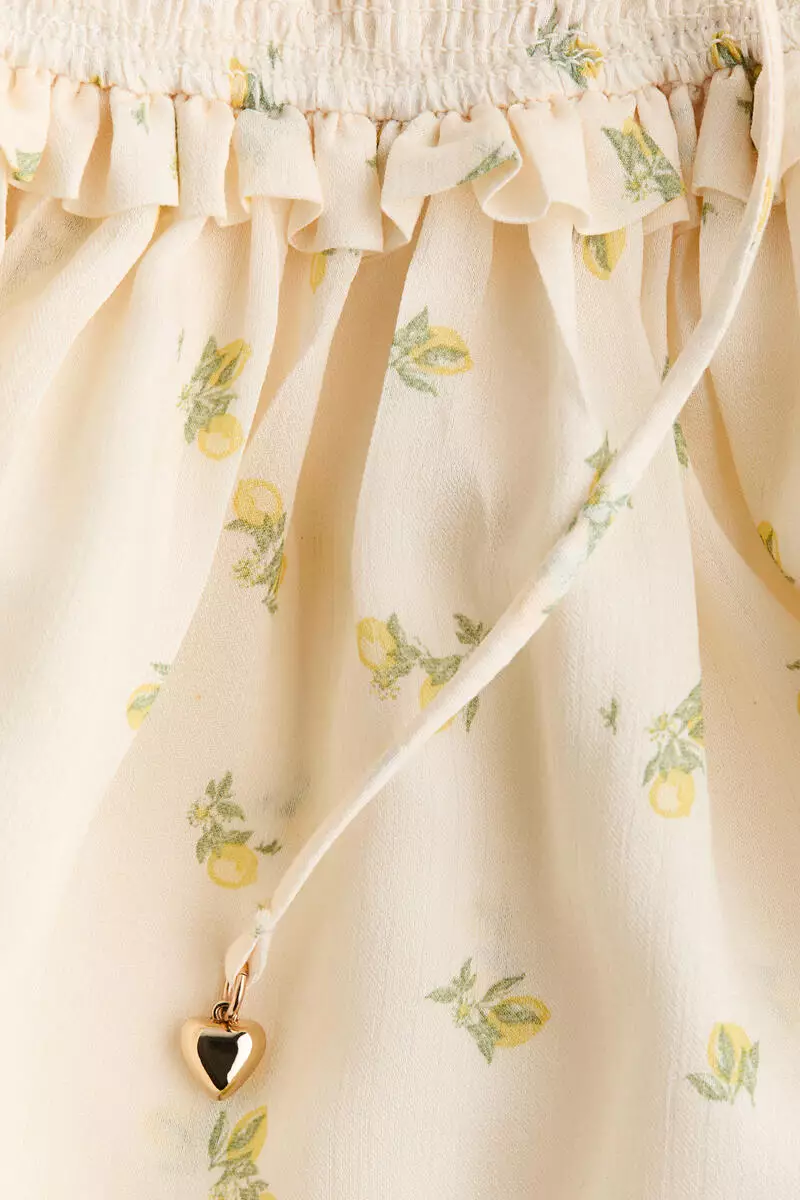 Frill-trimmed smocked-bodice dress