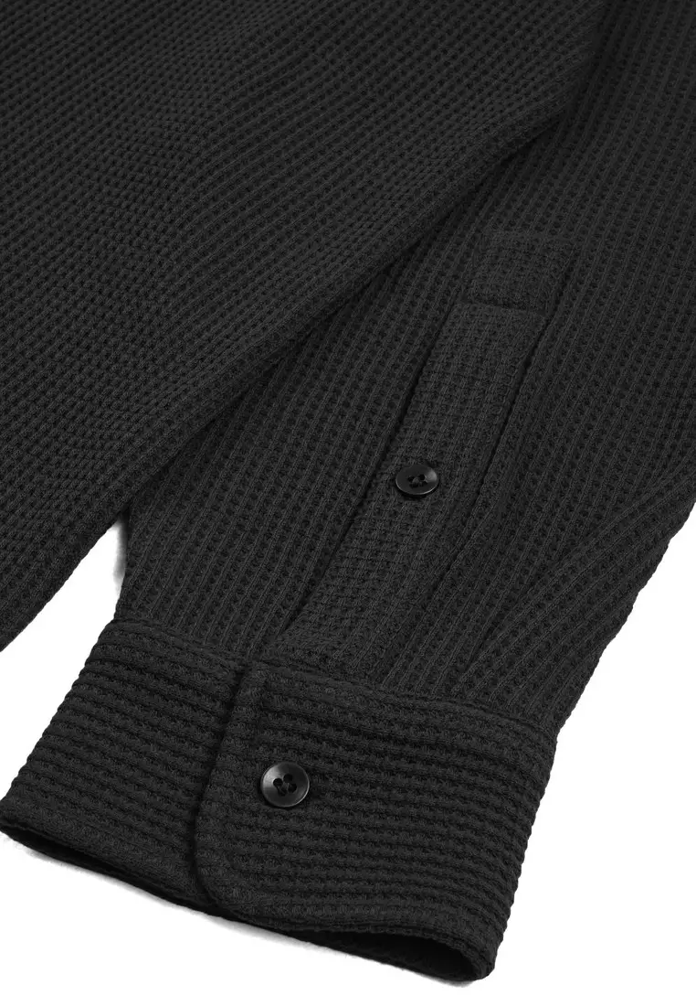 Greenlight Men's T-Shirt Plain Long Sleeve Waffle Cotton Poly C090423