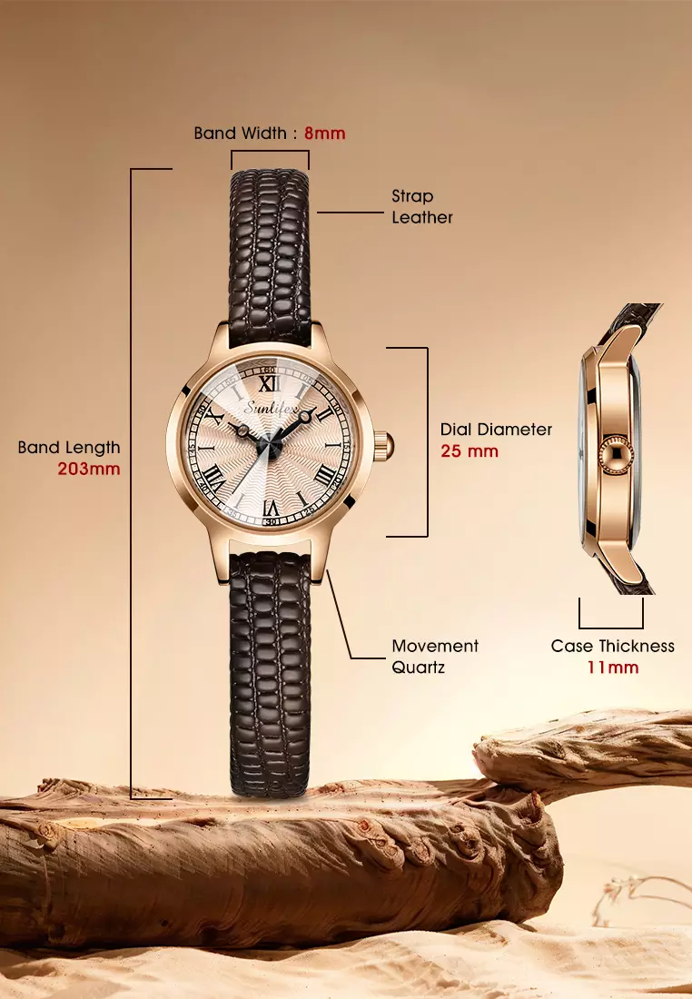 Jam Tangan Wanita Original 3342 Kuarsa Korea Elegan Tali Kulit Jam Tangan Cewek allbrown