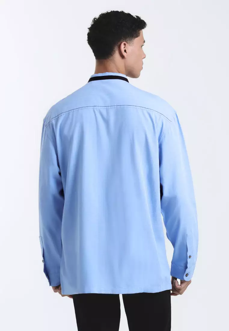 Emba Denim - Aram One Kemeja Koko Pria Lengan Panjang Oversize Blue
