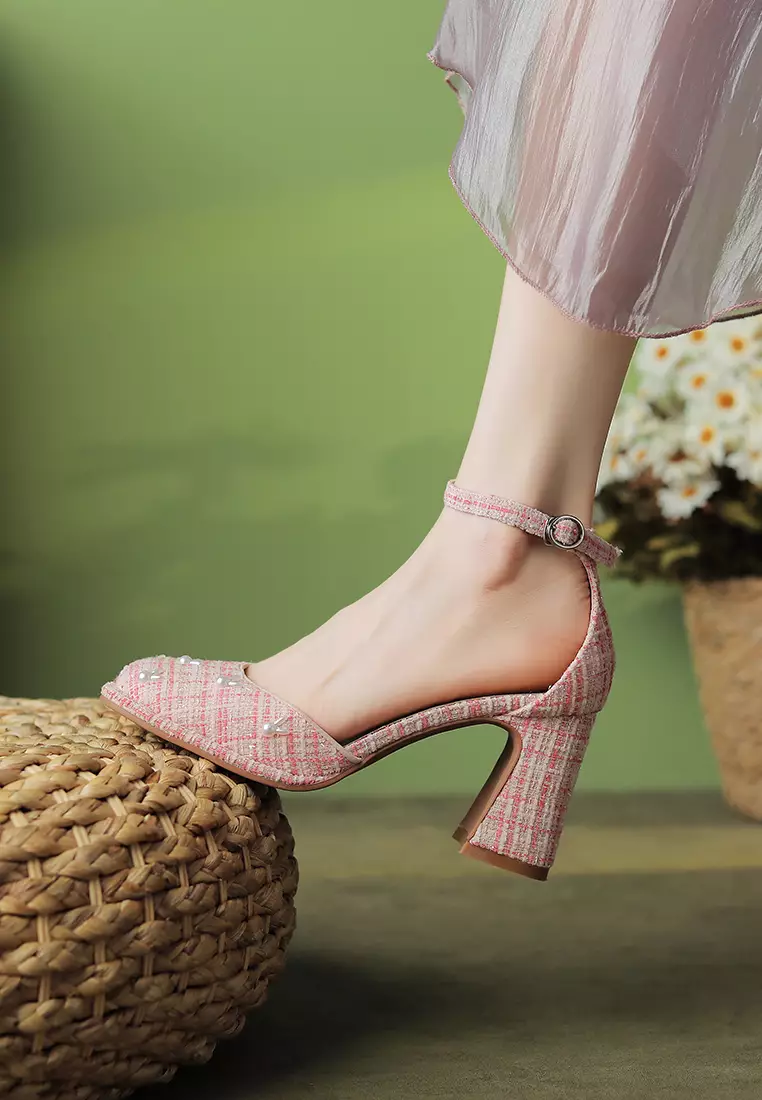 7.5CM Rabbit Accessories Tweed Mary Jane Shoes XJ2568-3