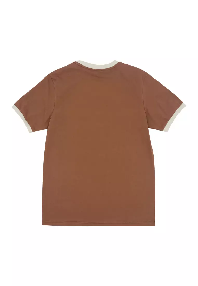 Men's Basic Round Neck Ringer T-Shirt with Cut and Sew Detail