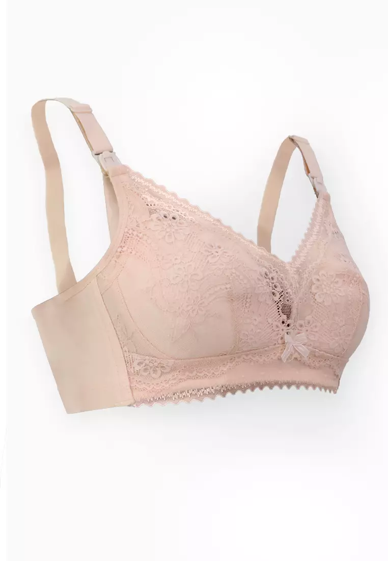 Peach Lace Strap Clips Nursing Bra