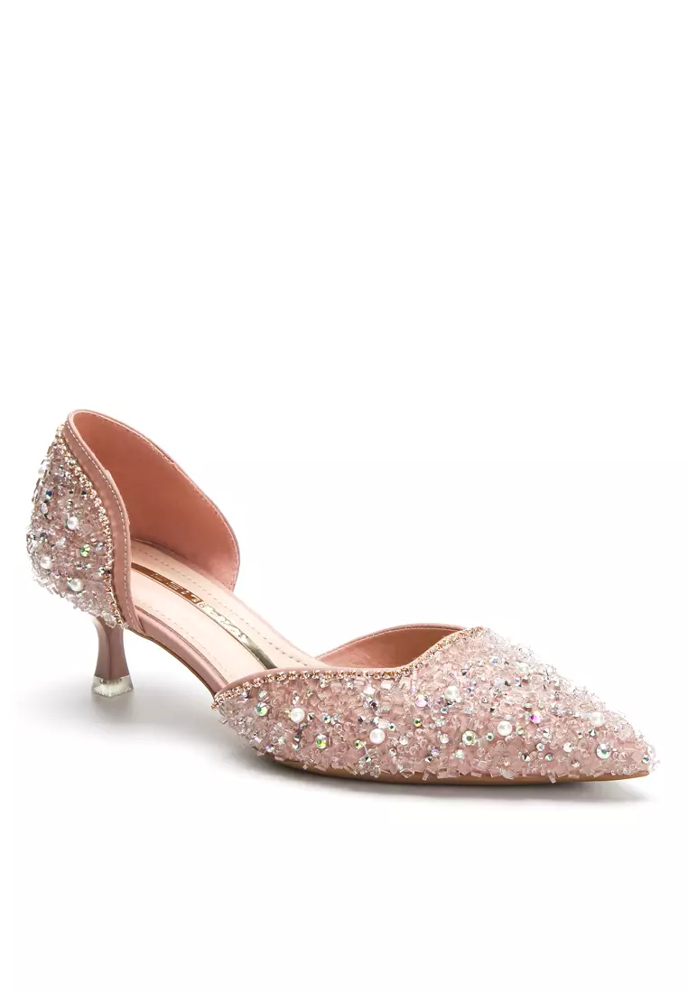 4.5CM Rhinestone Pointy Hollow Pumps XJ3128-6