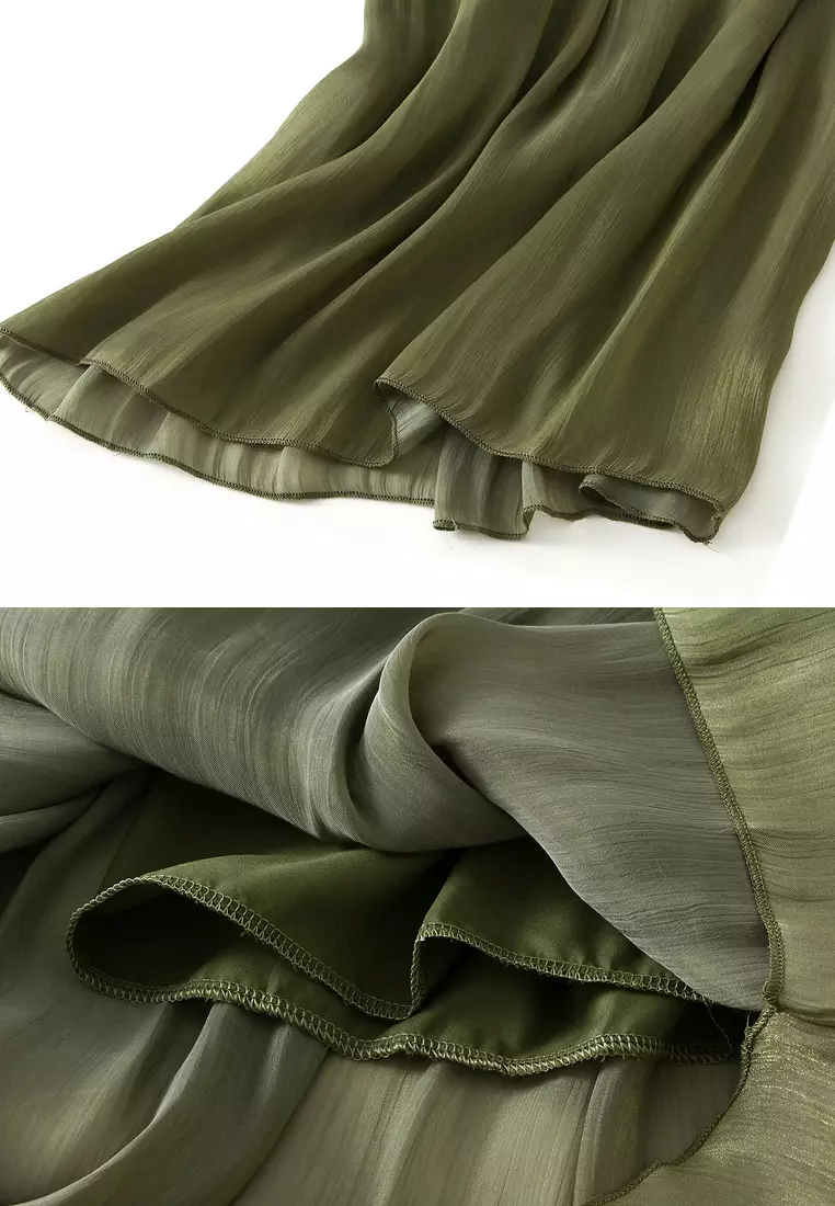 Pearlized Fabric Wide-leg Pants AF6806