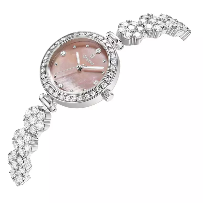 Jam Tangan Wanita Cristallo CS1000-2377S Elegance 27mm Pink Dial Original