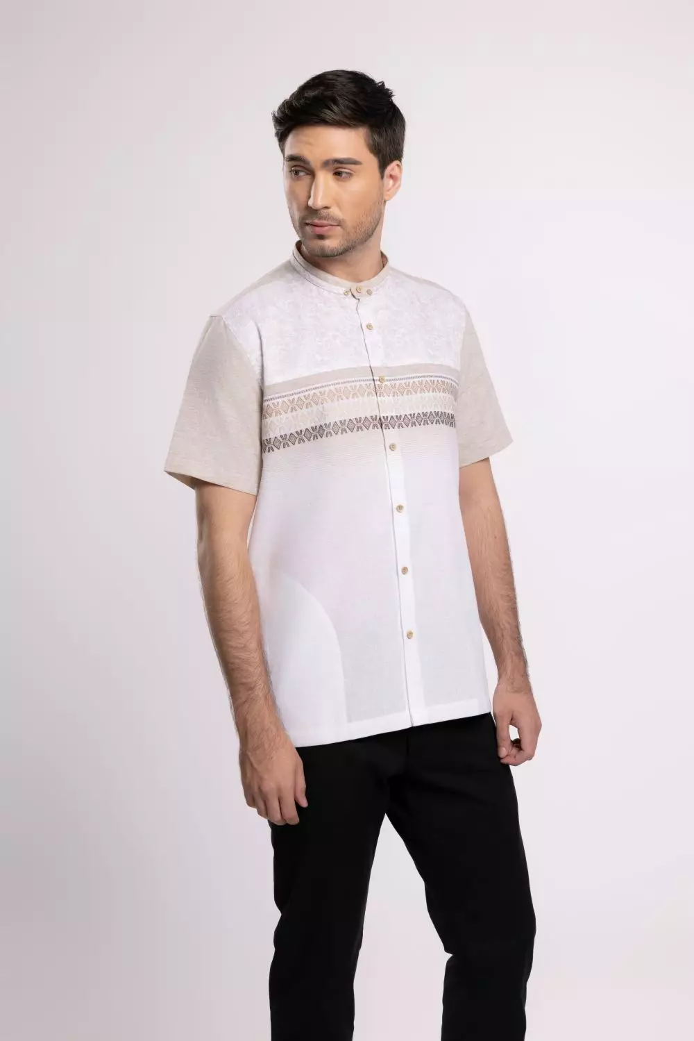 MOC Kemeja Koko Lengan Pendek Pria Riyadh - Khaki