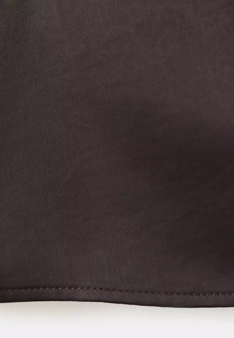 High Collar Satin Blouse