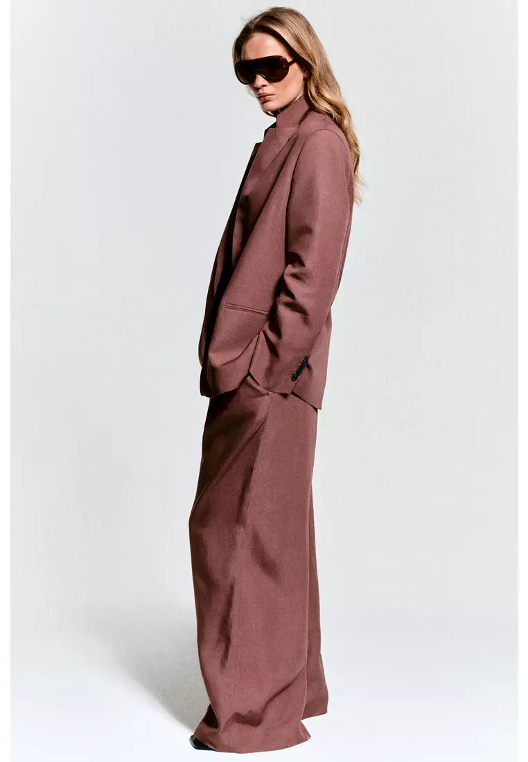 RELAXED LINEN-BLEND WIDE-LEG TROUSERS