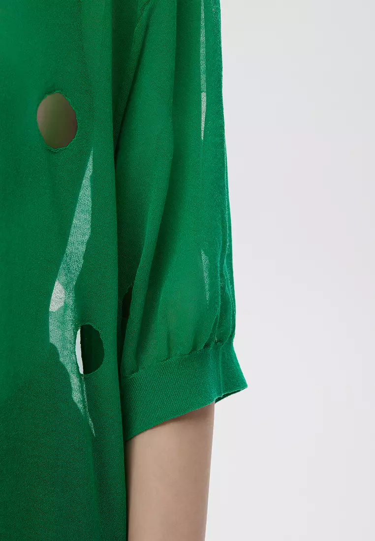 JNBY Women's Lace-Trimmed Short-Sleeved Knit Top