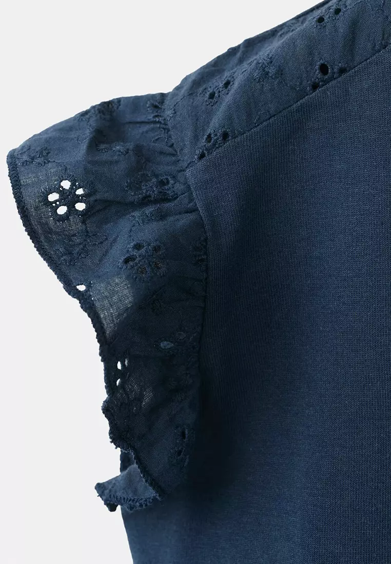 Ruffle Top with Embroidered Details