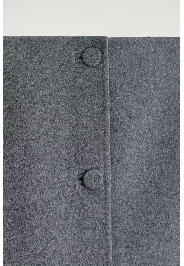 BUTTONED DOUBLE-FACED WOOL MINI SKIRT