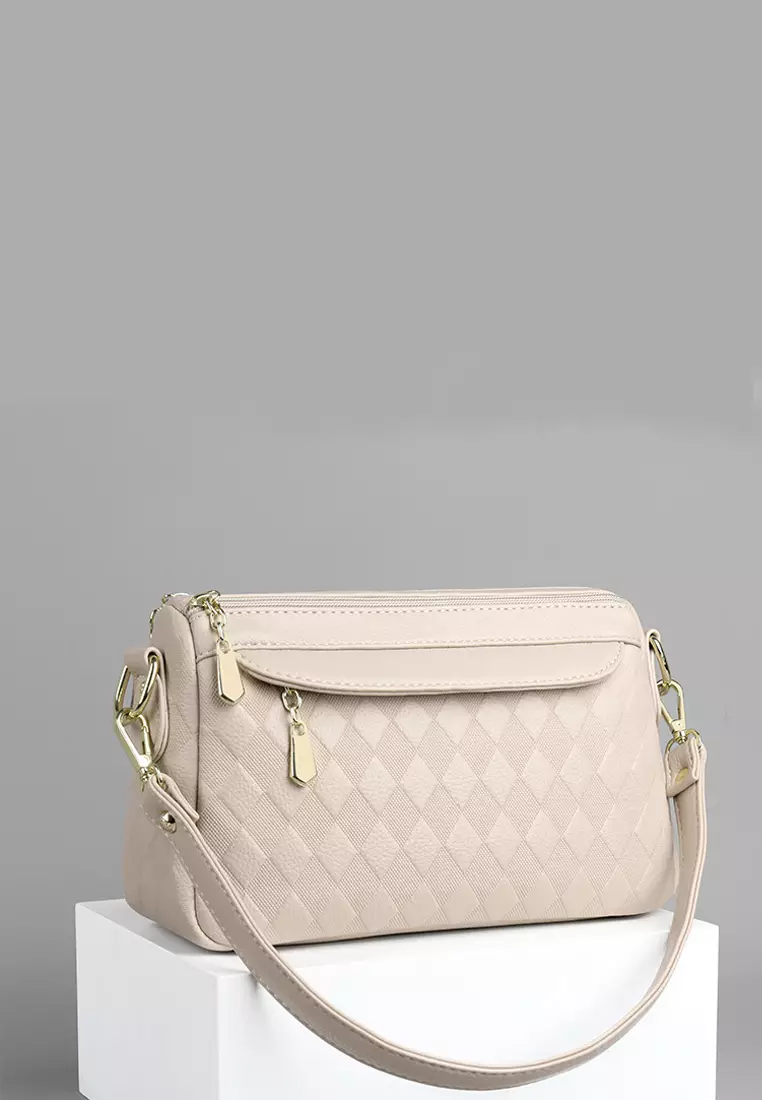 Rhombus Pattern Faux Leather Three Way Shoulder Bag JW HD-2796