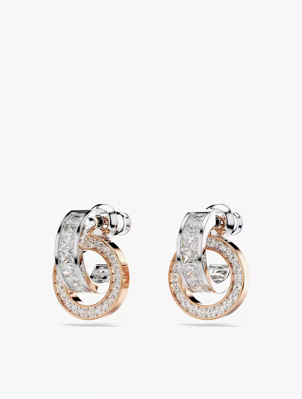 Connexus Drop Earrings, Mixed Cuts, 'Love Is Around', Small, White, Mixed Metal Finish