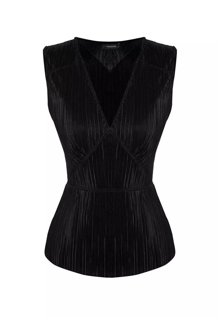 V-Neck Pleated Top