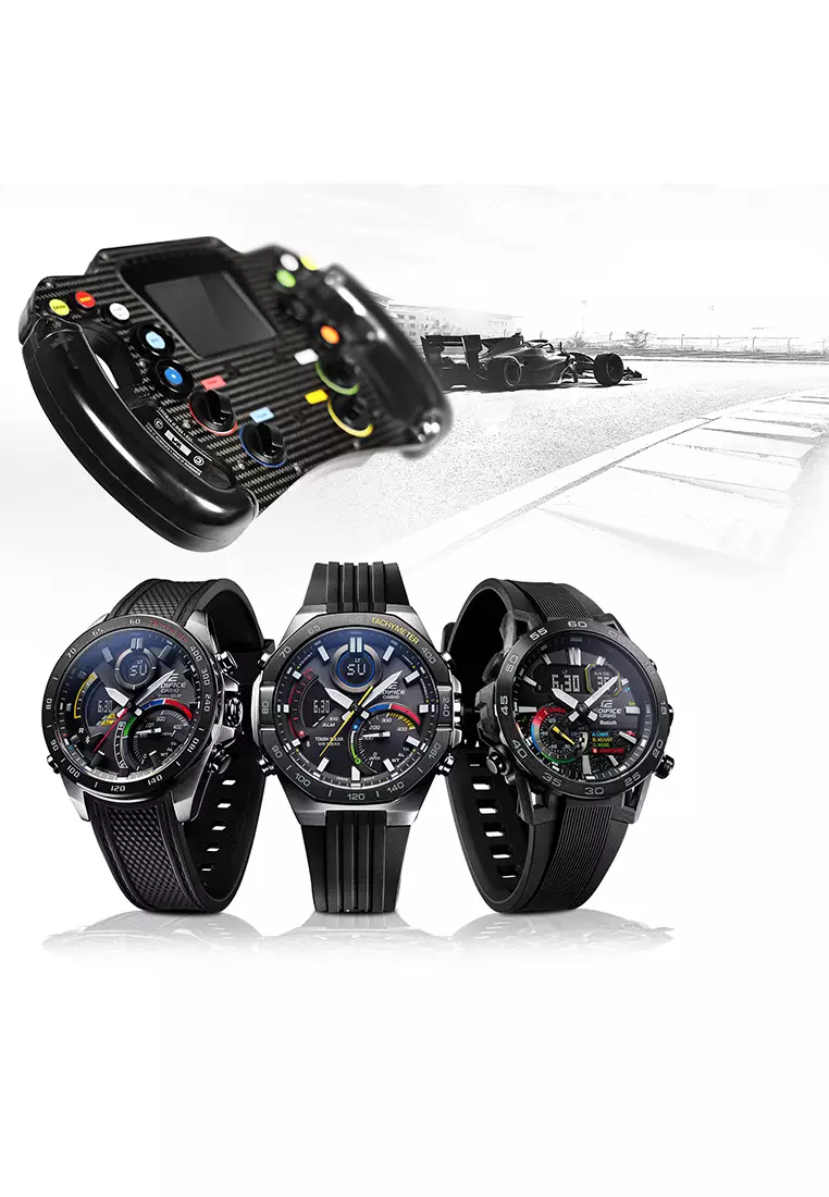 Casio Edifice Jam Tangan Analog Digital Pria - Stainless Steel Case Black Resin Band - ECB-900MP-1A