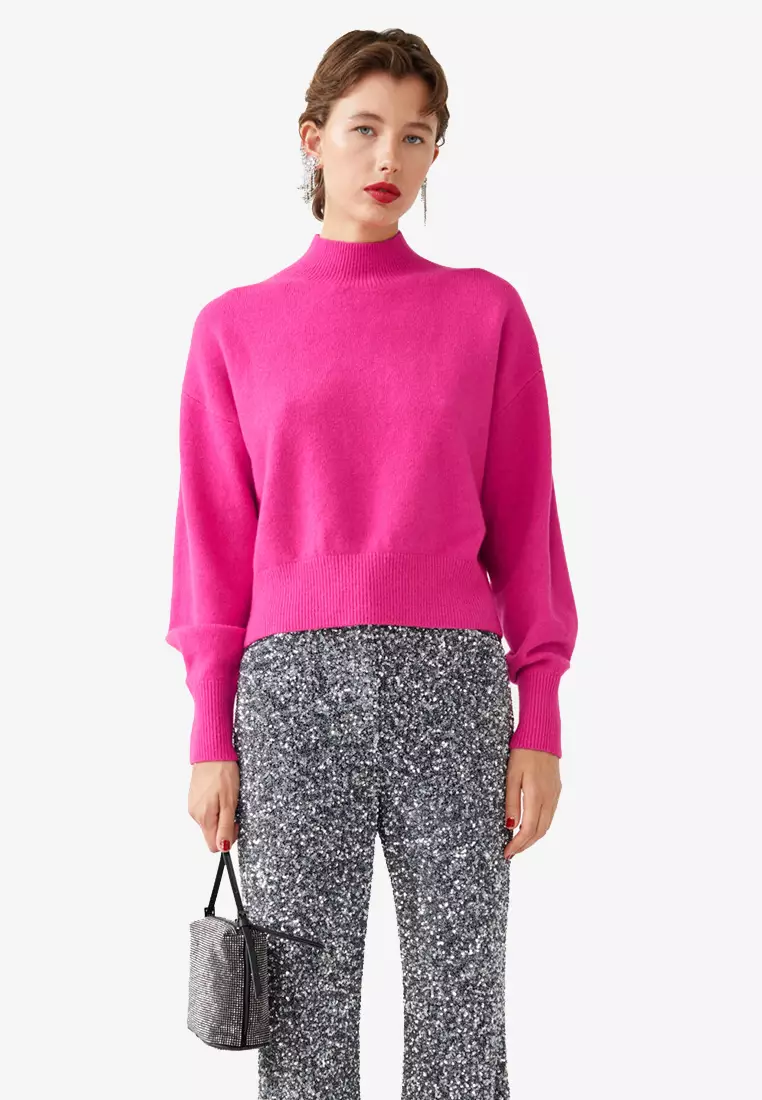 Pink mock neck sales sweater