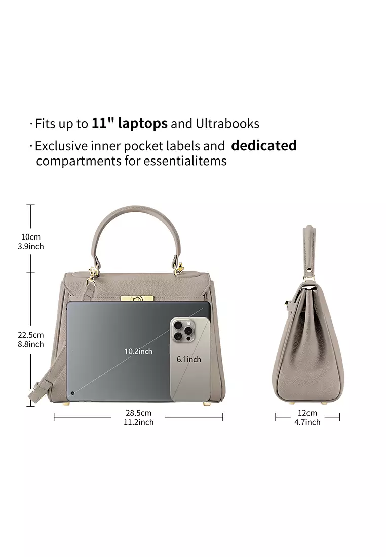 Victoria女士裸色顶柄手提包 带金色五金件