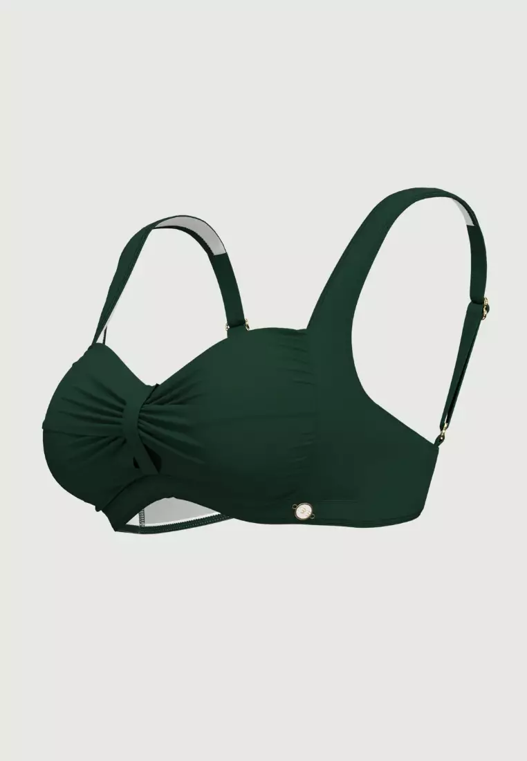 Core Solid綠色加大罩杯比基尼上衣